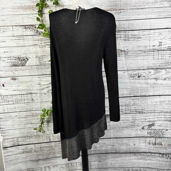 Eileen Fisher Tunic Top Women's Size L Black Silver Stretch Lagenlook Oversized - Picture 13 of 14